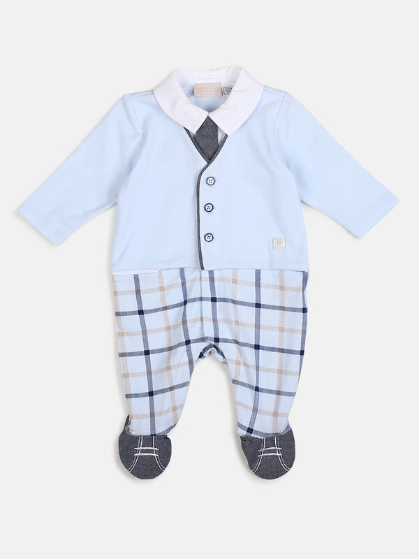 Boys Light Blue Front Opening Babysuit image number null